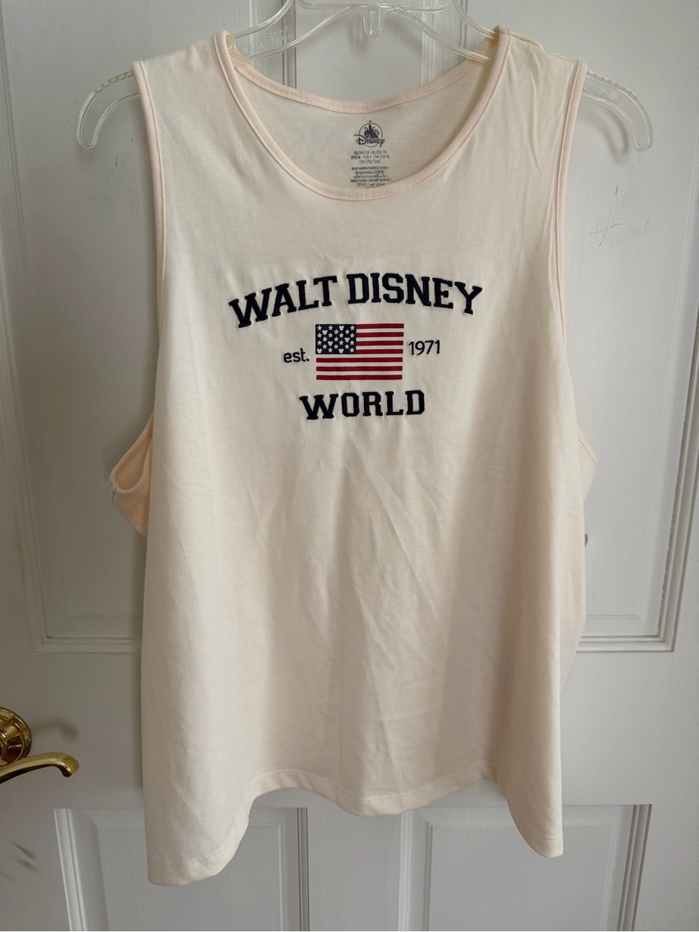 NWT Womens Plus 1X DISNEY Walt Disney World Flag Tank Top Blush